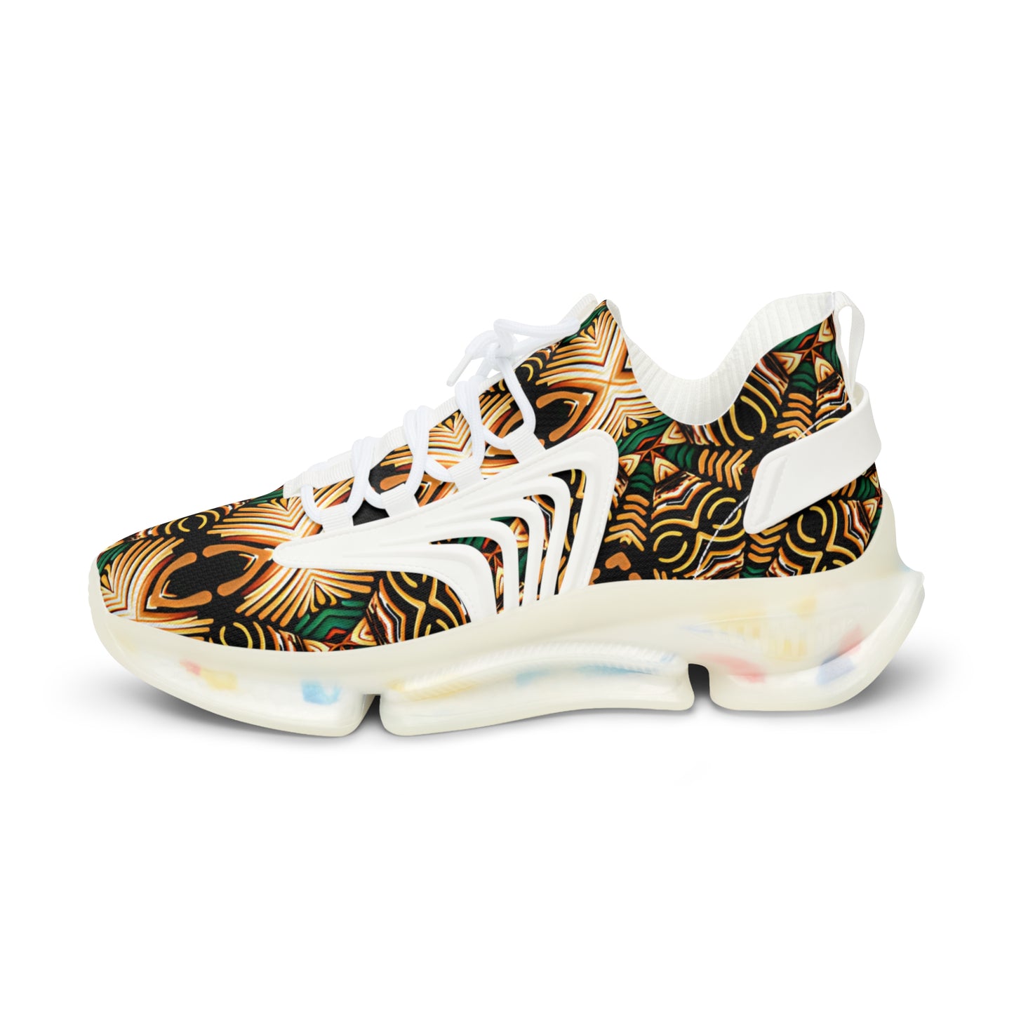 Men's Tribal Geometric Print Mesh Sneakers