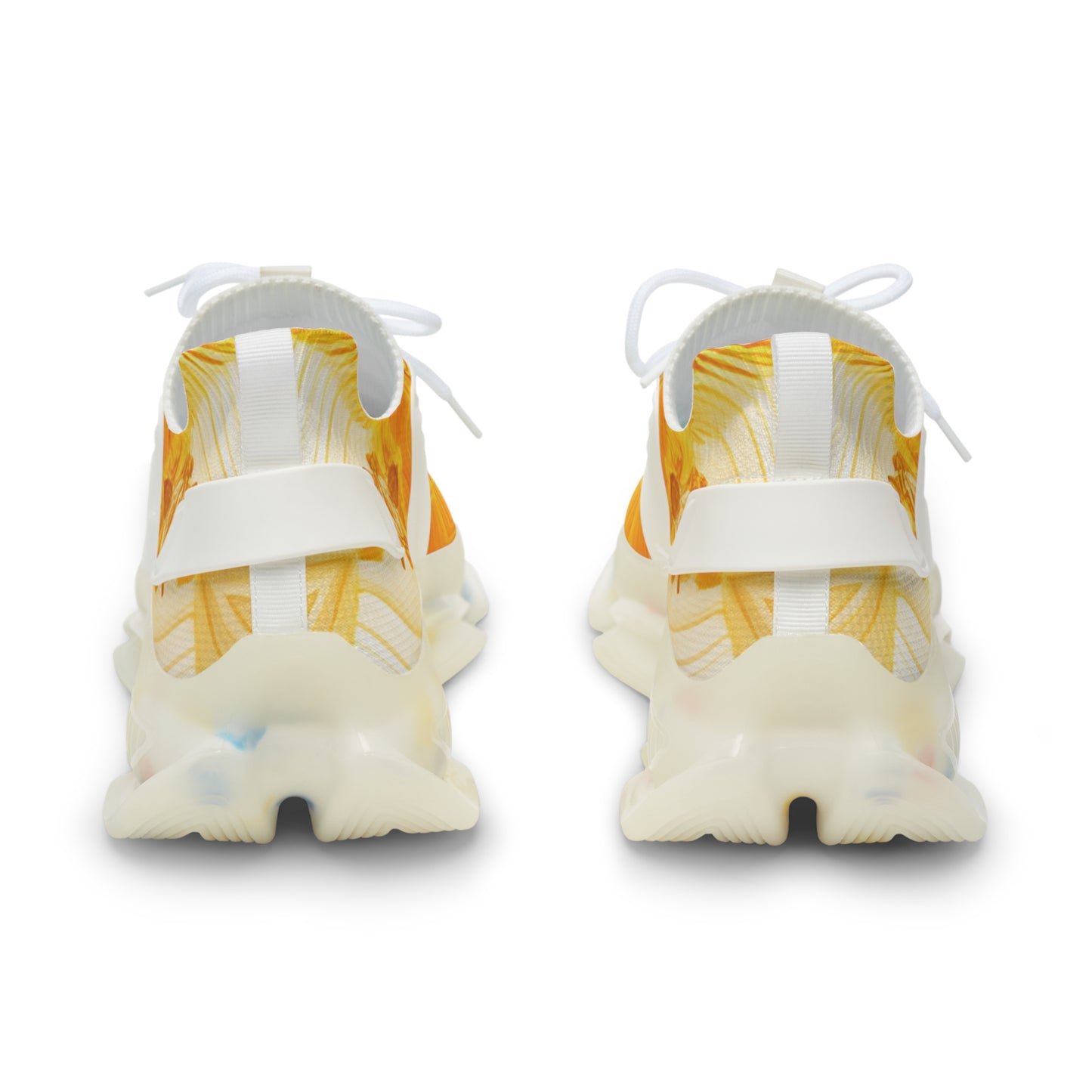 Men’s Bright Orange Abstract All Over Print Athletic Mesh Sneakers