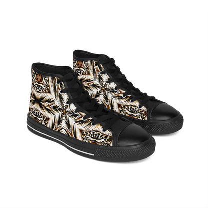 Men Brown & Black Kaleidoscope Pattern All Over Print High-Top Sneakers