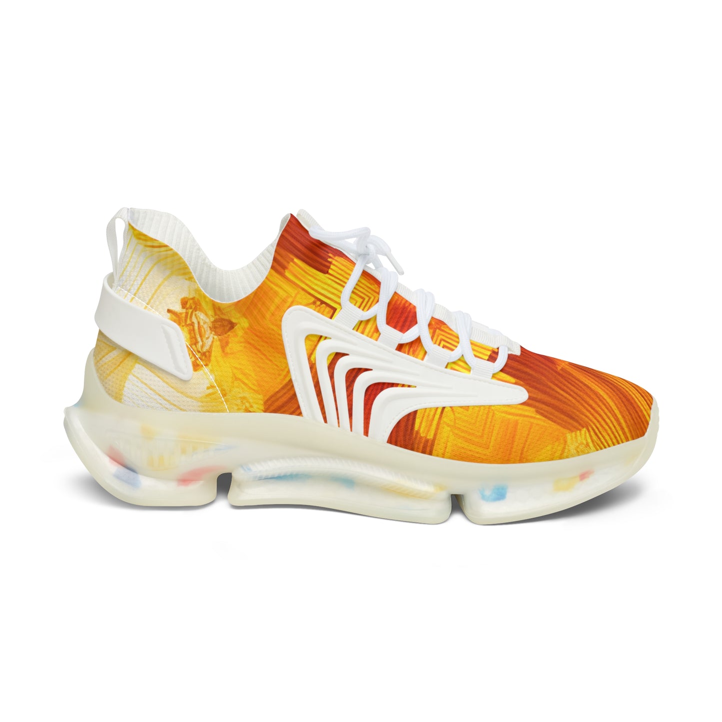 Women’s Bright Orange Abstract All Over Print Athletic Mesh Sneakers