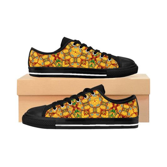Women's Vibrant Yellow Mosaic Low-Top Canvas Sneakers