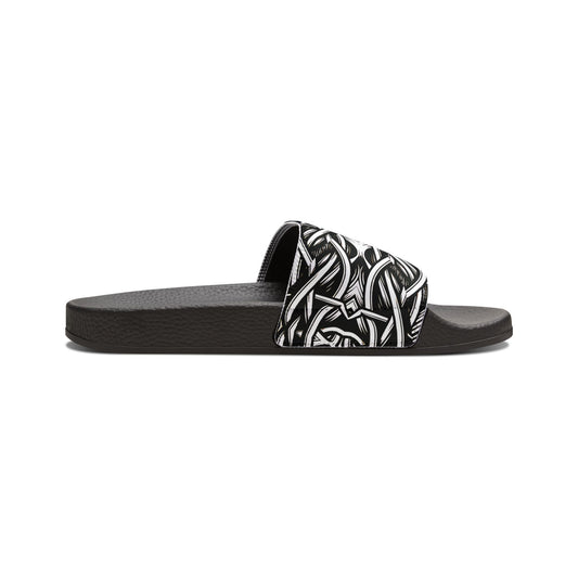 Men's Black Chain Link Slide for Casual, Beach & Pool Removable-Strap Sandals