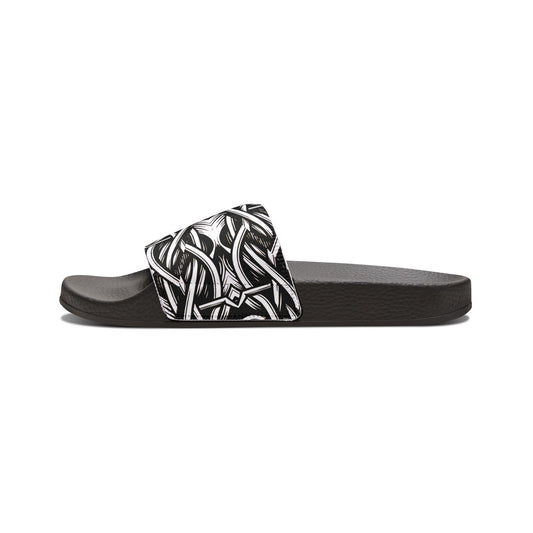 Women's Black Chain Link Slide for Casual, Beach & Pool Removable-Strap Sandals