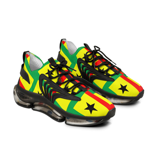 Men's Red Yellow Green Black Stars Athletic Mesh Sneakers