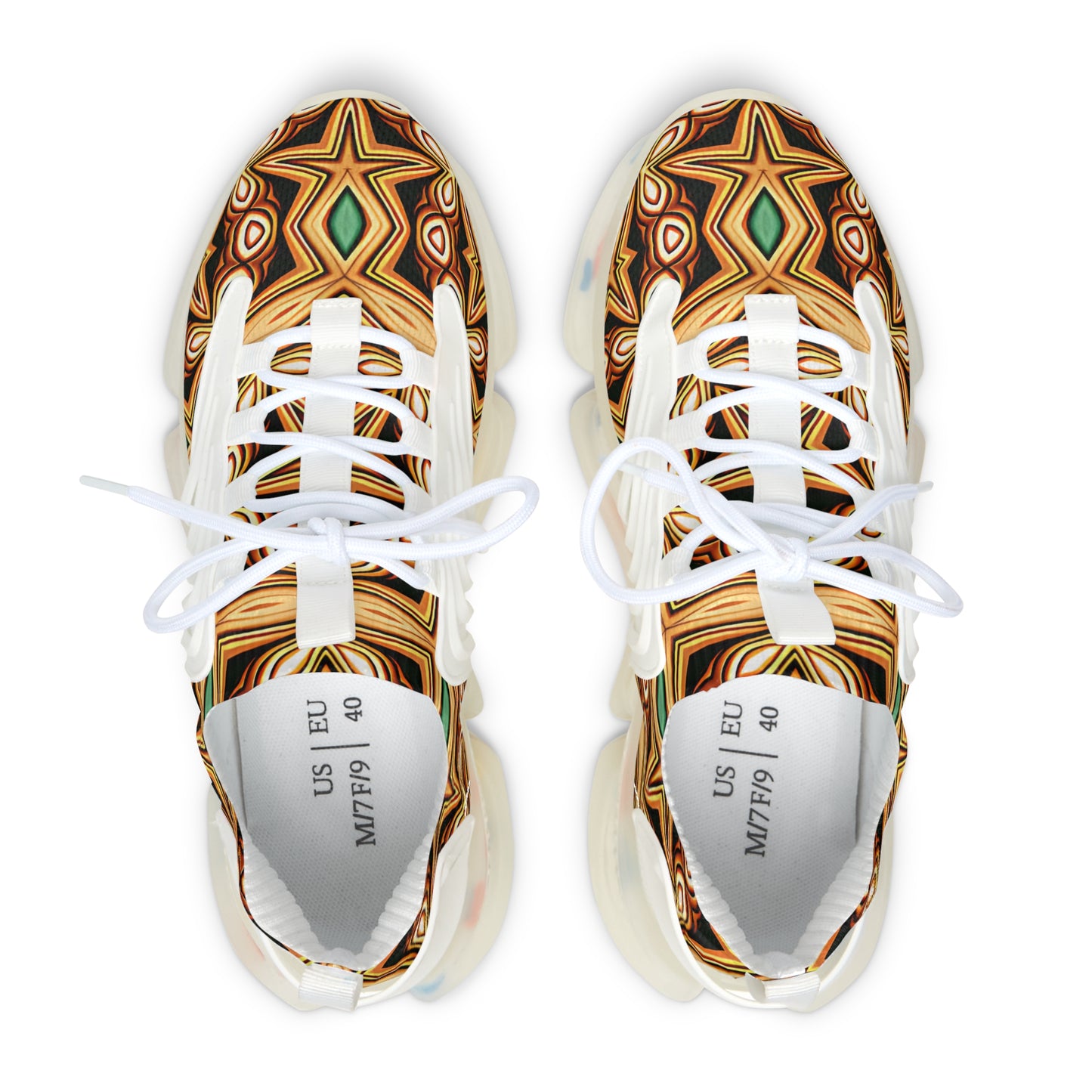 Women's Brown Geometric Pattern Athletic Mesh Sneakers