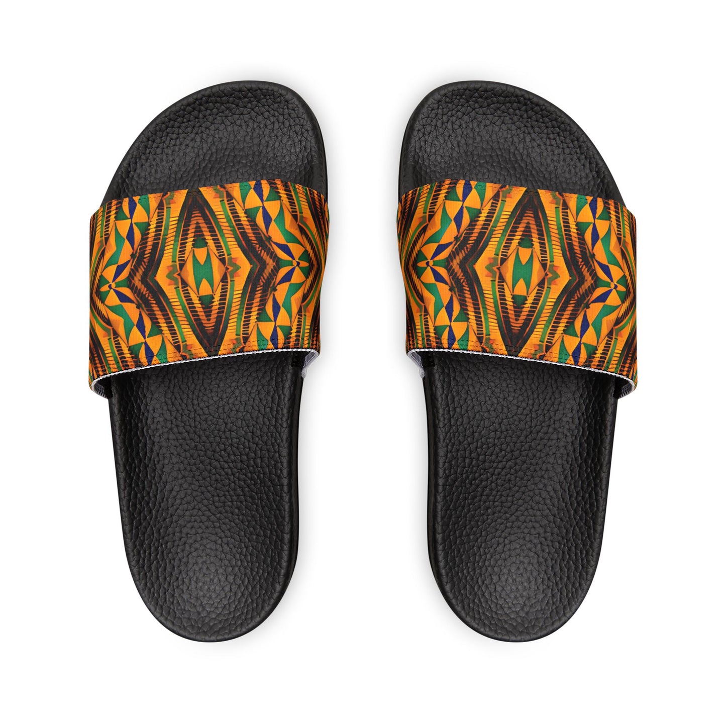 Men's Vibrant African Kente Geometric Removable-Strap Sandals