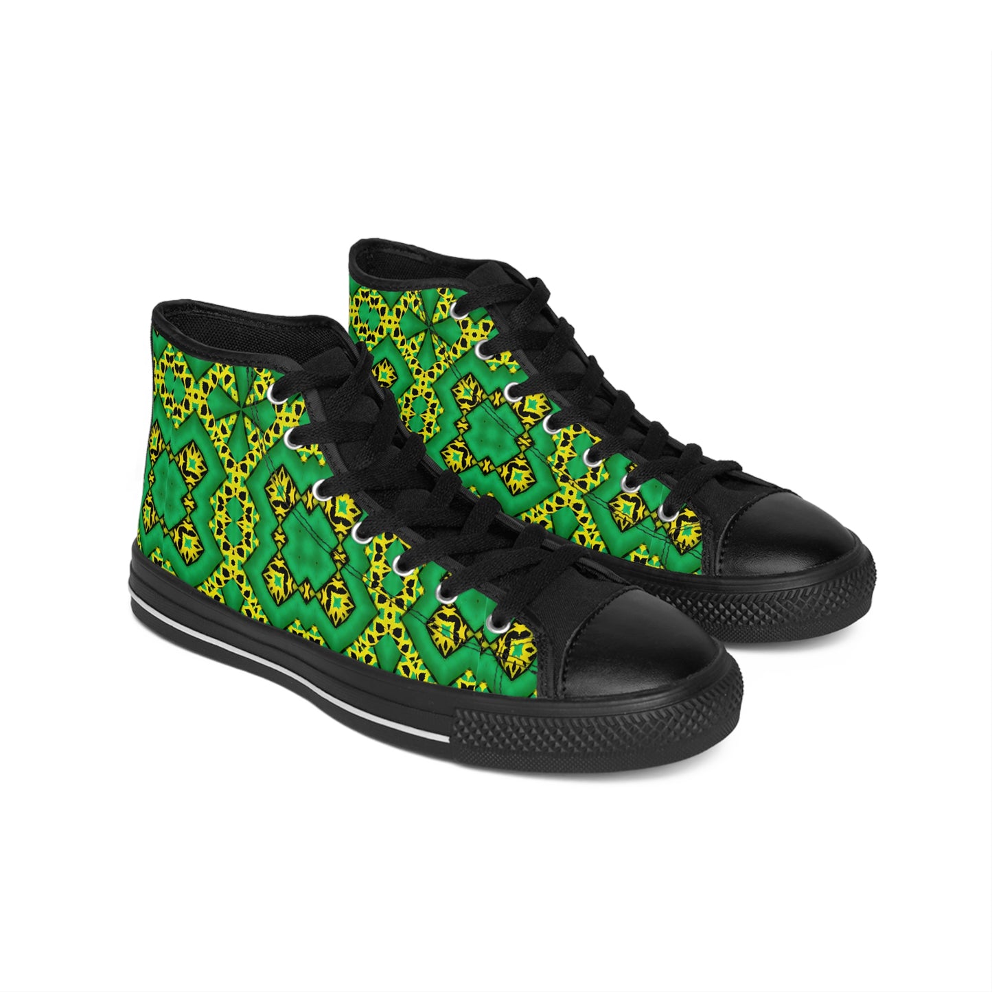 Women's Kaleidoscope Green & Yellow High-Top Sneakers