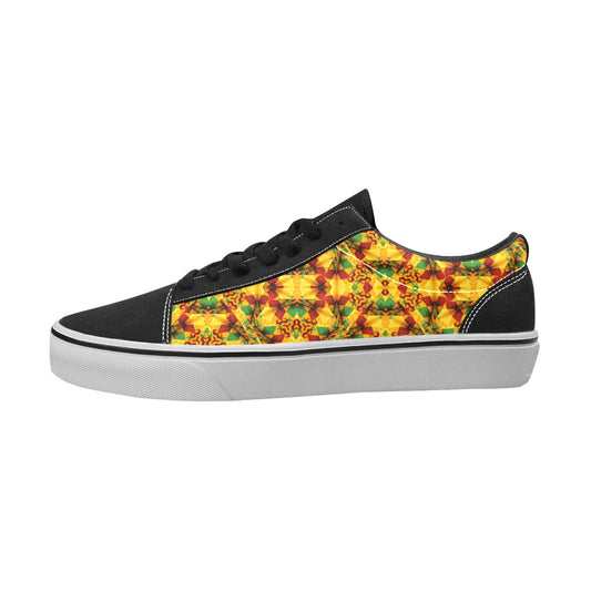Men's Vibrant Autumn Kaleidoscope Pattern Low Top Skateboarding Shoes