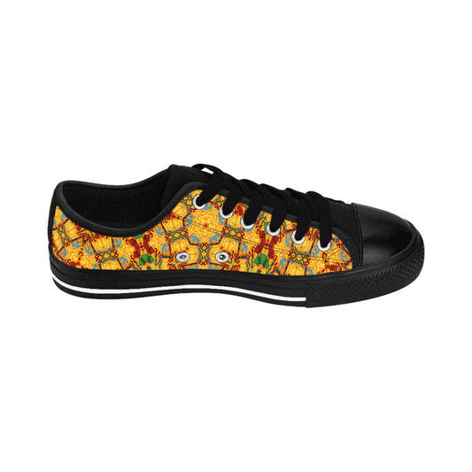 Women's Vibrant Yellow Mosaic Low-Top Canvas Sneakers