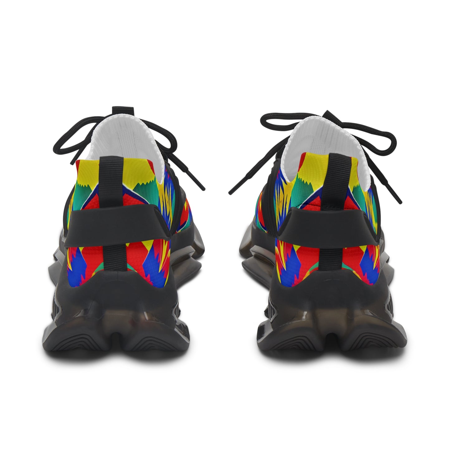 Women's Bold Rainbow Kente-Inspired Geometric Pattern All Over Print Mesh Sneakers