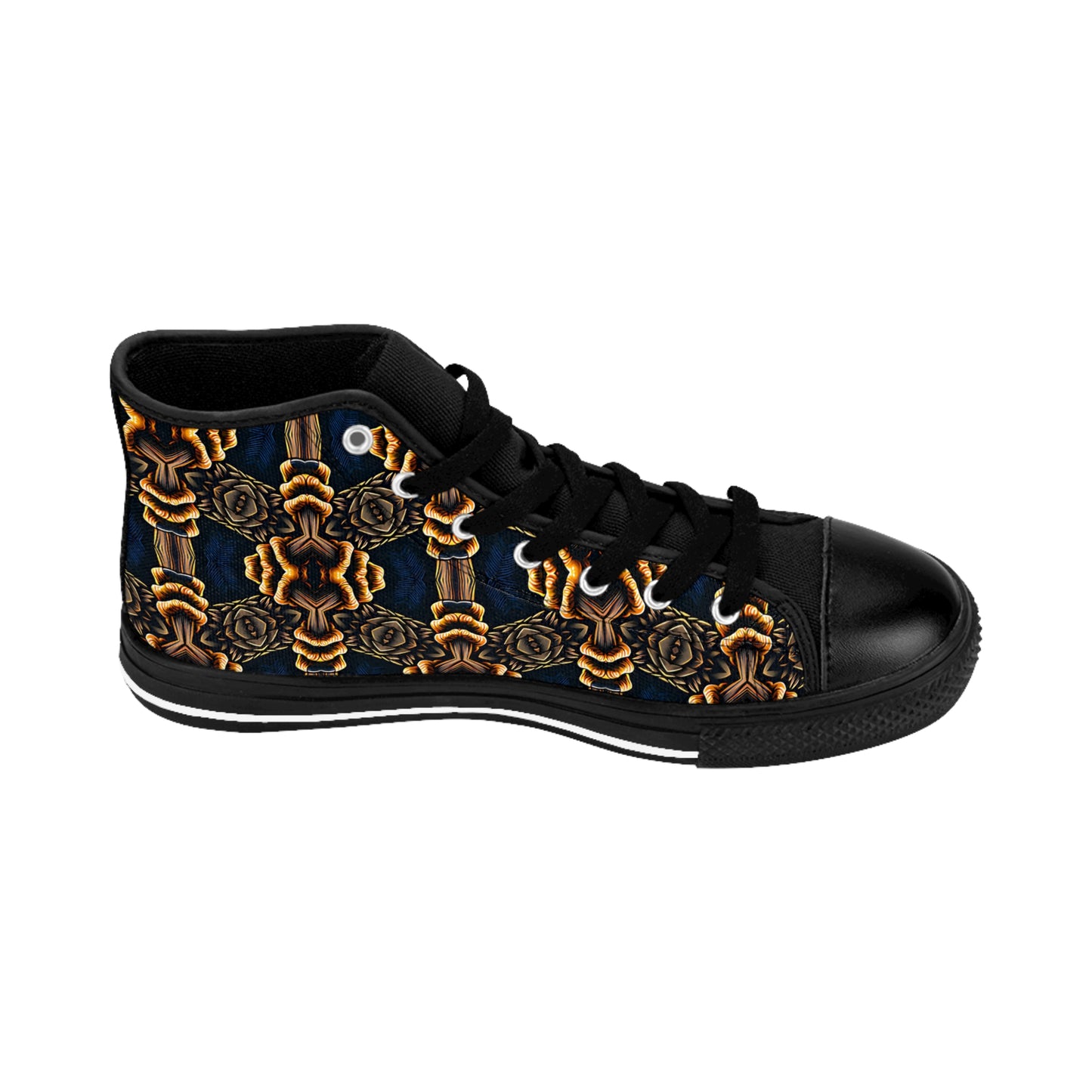 Women's Geometric Gold & Black Pattern High Top Sneakers