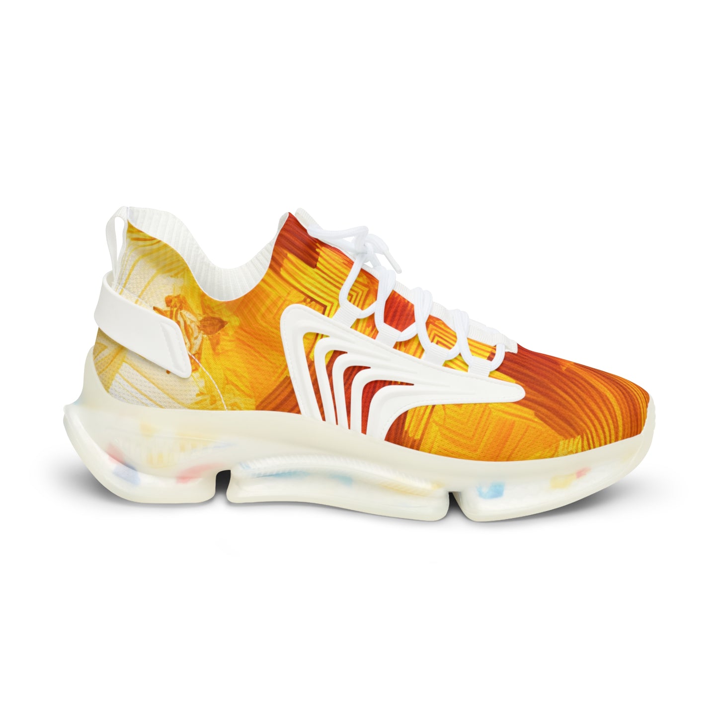 Men’s Bright Orange Abstract All Over Print Athletic Mesh Sneakers