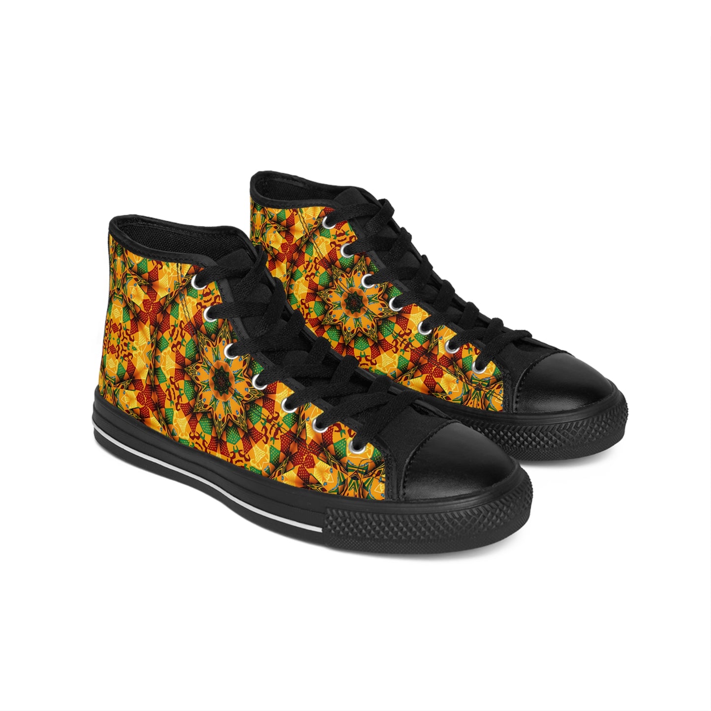 Men's Autumn Kaleidoscope Floral Pattern High-Top Sneakers