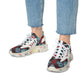 Women's Red & Teal Aztec Geo Pattern All Over Print Mesh Sneakers