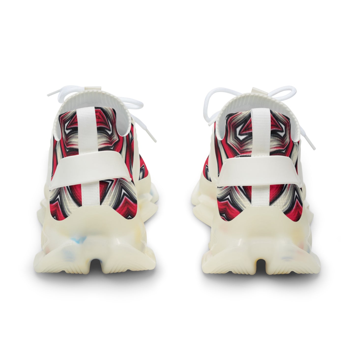 Men's Red Geometric Kaleidoscope Pattern Athletic Mesh Sneakers