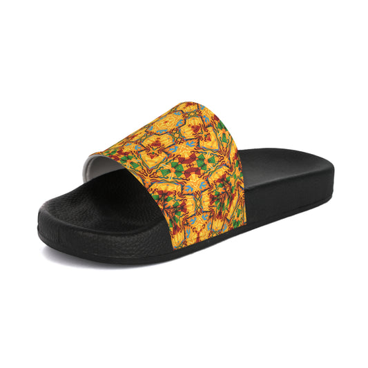 Men's Golden Kaleidoscope Design Slide Sandals