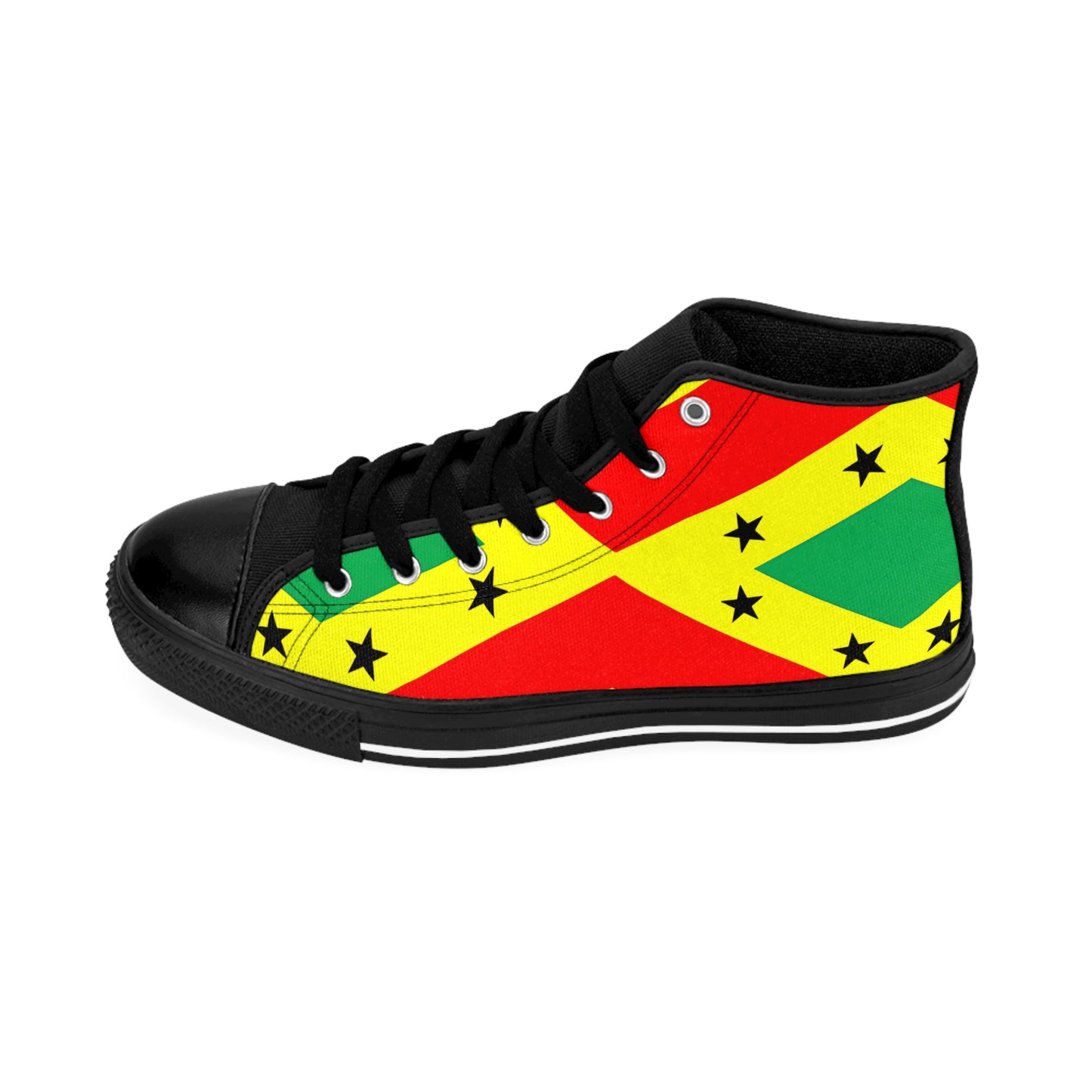 Men's Red Yellow Green Black Stars Flag High Top Sneakers