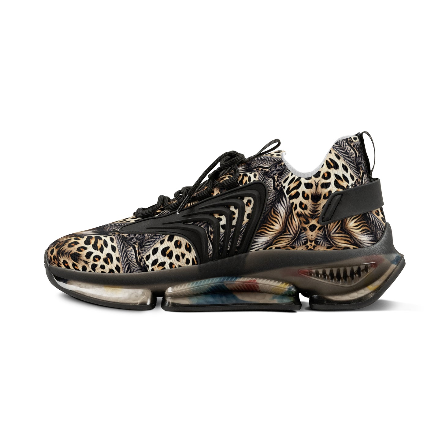 Men's Leopard Pattern All Over Print Mesh Fashion Sneakers