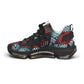 Women's Red & Teal Aztec Geo Pattern All Over Print Mesh Sneakers