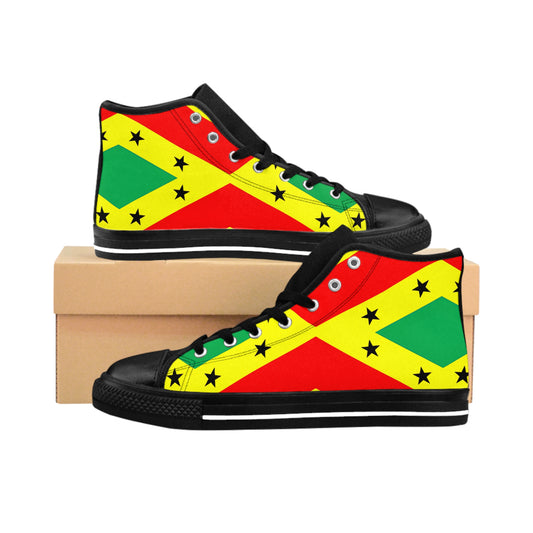 Men's Red Yellow Green Black Stars Flag High Top Sneakers