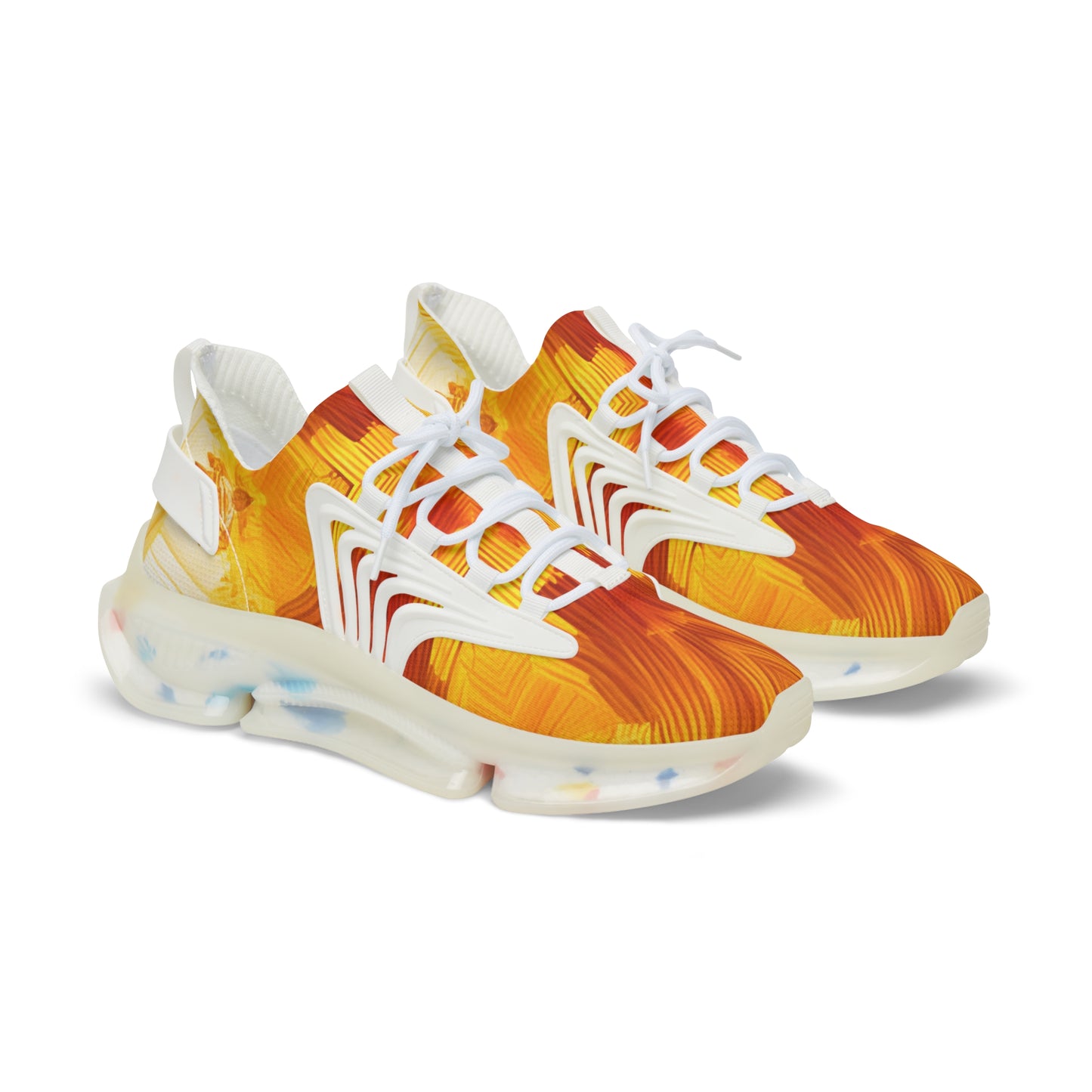 Men’s Bright Orange Abstract All Over Print Athletic Mesh Sneakers