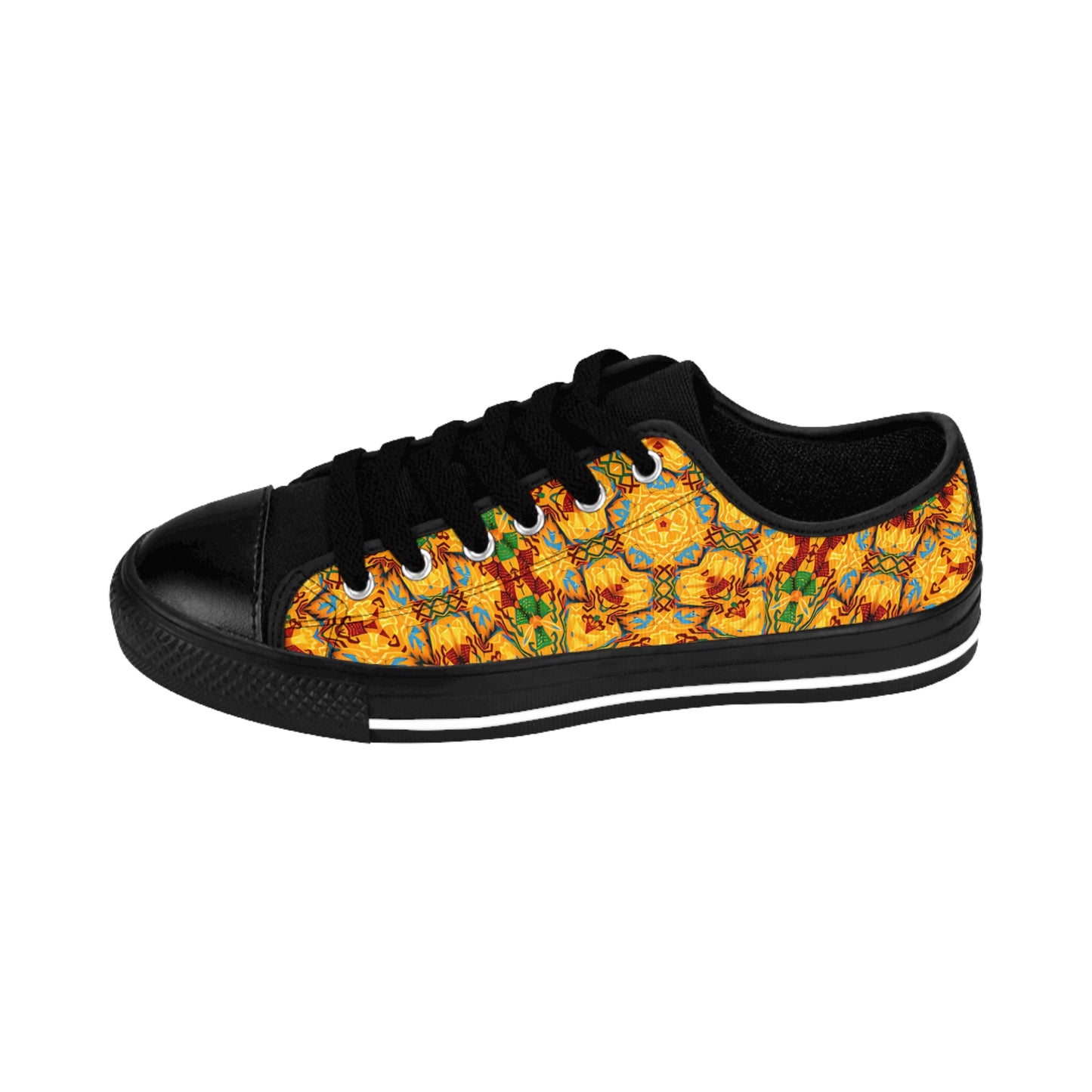 Women's Vibrant Yellow Mosaic Low-Top Canvas Sneakers