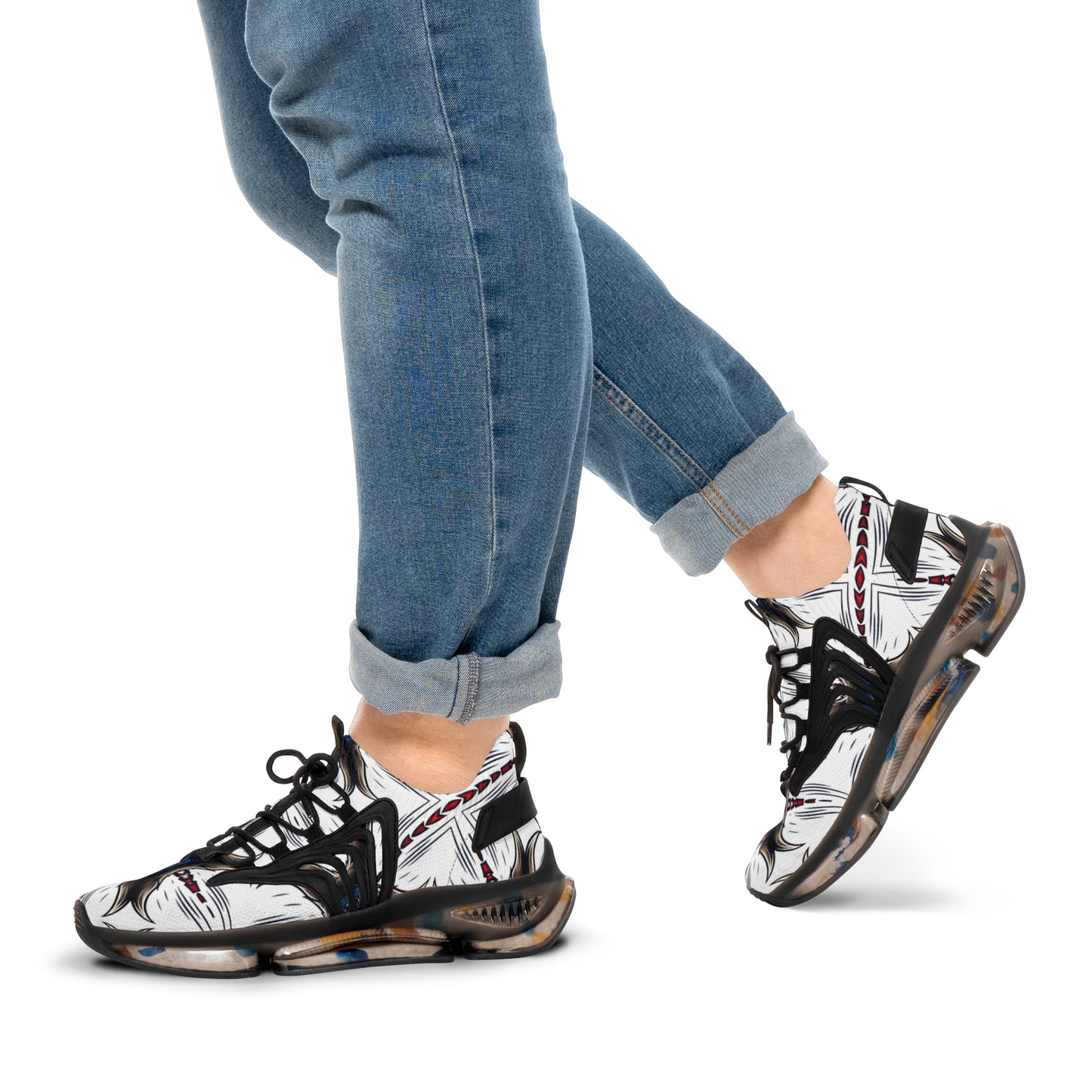 Men's Mesh Abstract Symmetry Pattern Athletic Sneakers