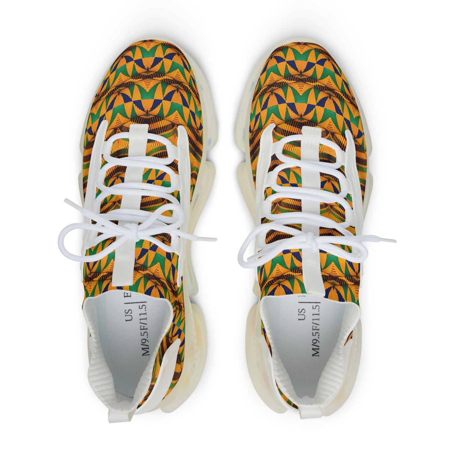 Men's Geometric Tribal Print Mesh Athletic Sneakers