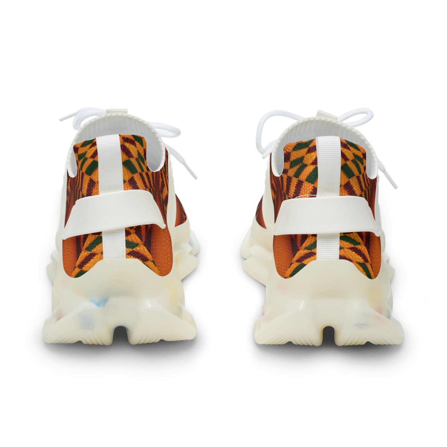 Women's Mesh Vibrant Orange Tribal Pattern Athletic Sneakers