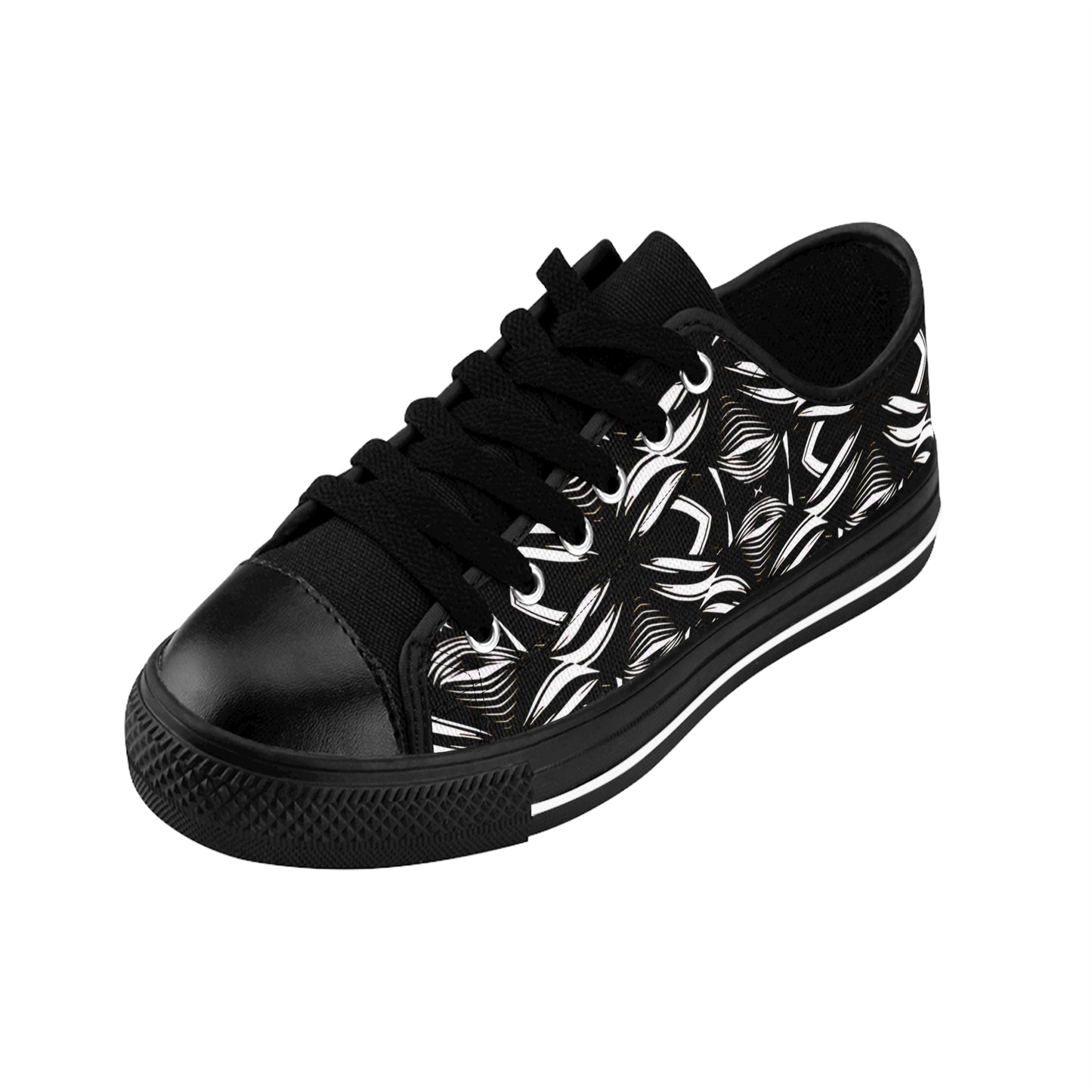 Men's Black Geometric Pattern  Low-Tops Sneakers