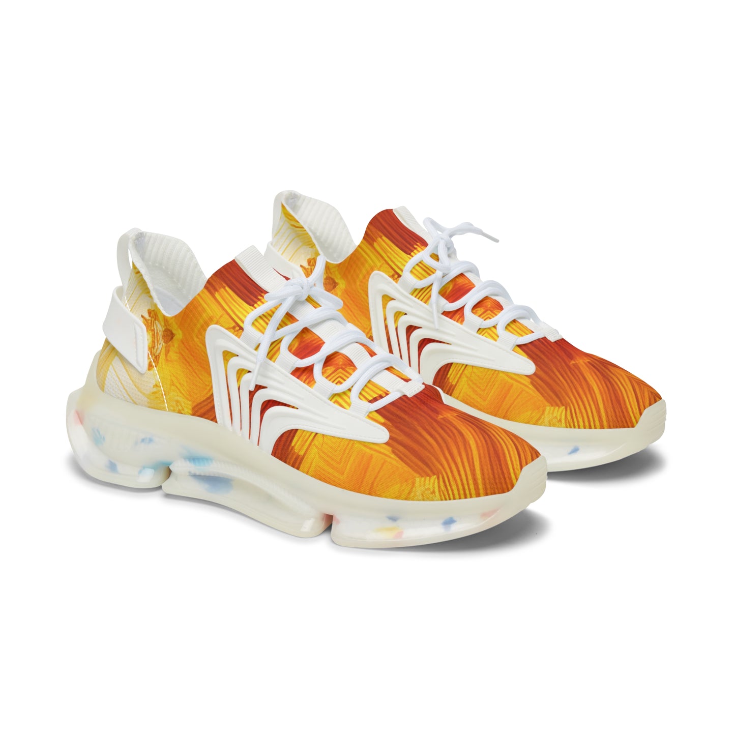 Women’s Bright Orange Abstract All Over Print Athletic Mesh Sneakers