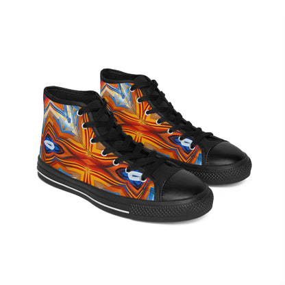 Men's Vibrant Orange Geometric Pattern All Over print High-Top Sneakers