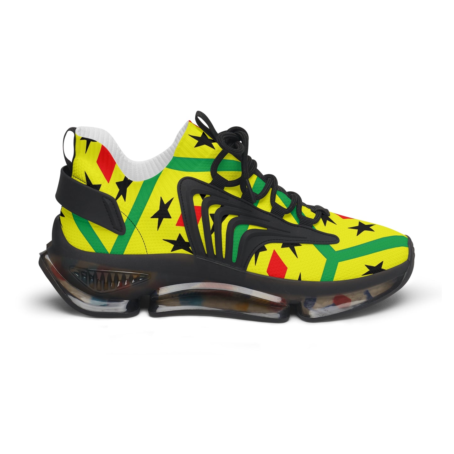 Women's Red Yellow Green Black Stars Athletic Mesh Sneakers