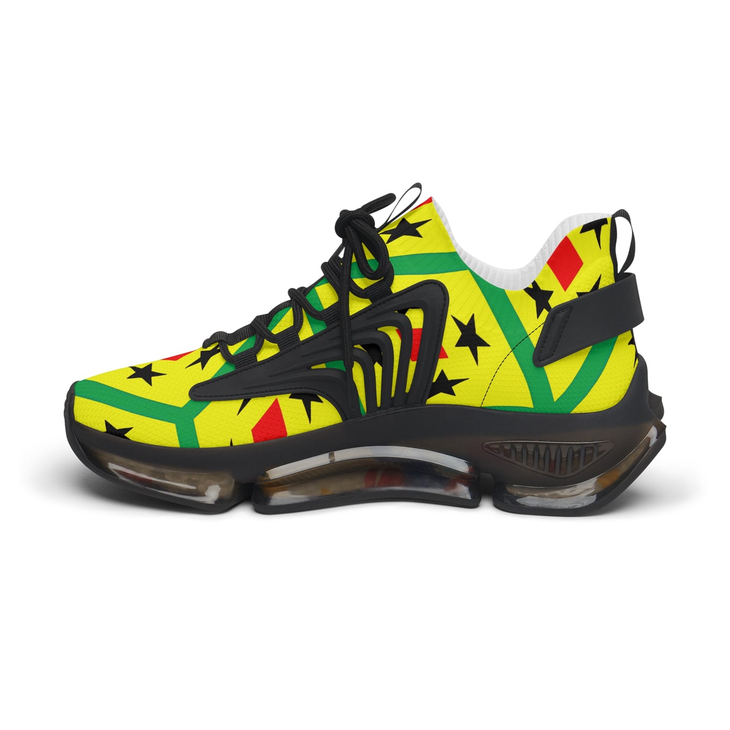 Women's Red Yellow Green Black Stars Athletic Mesh Sneakers