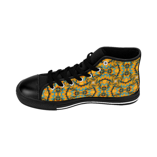 Men's Golden Kaleidoscope Pattern High Top Sneakers