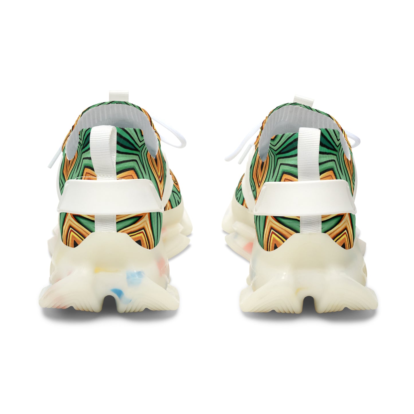 Women's  Green Geometric Pattern Athletic Mesh Sneakers