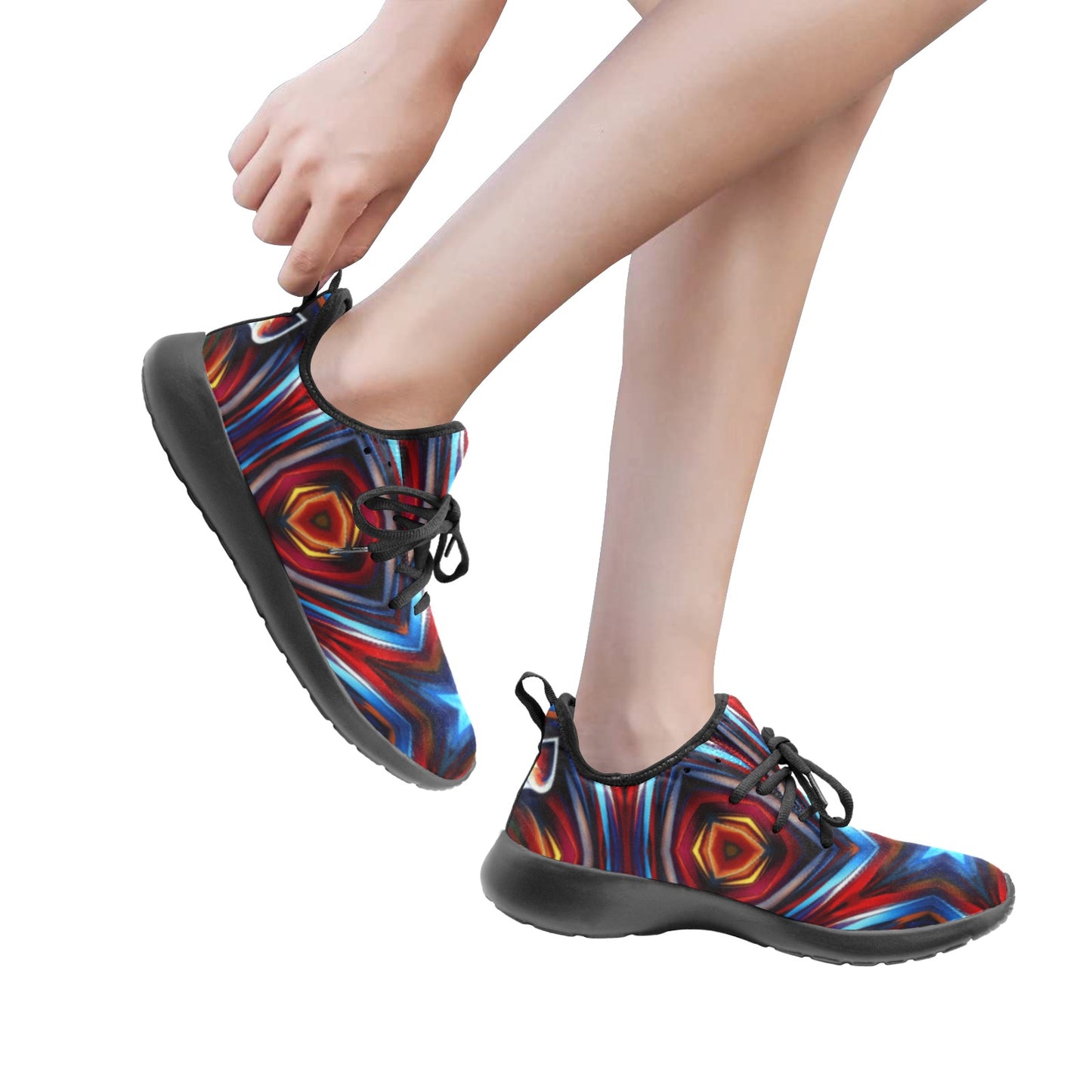 Women's Patriotic Red White Blue Geometric All Over Print  One-Piece Vamp Sneakers
