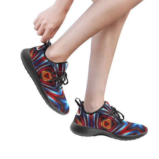 Women's Patriotic Red White Blue Geometric All Over Print  One-Piece Vamp Sneakers