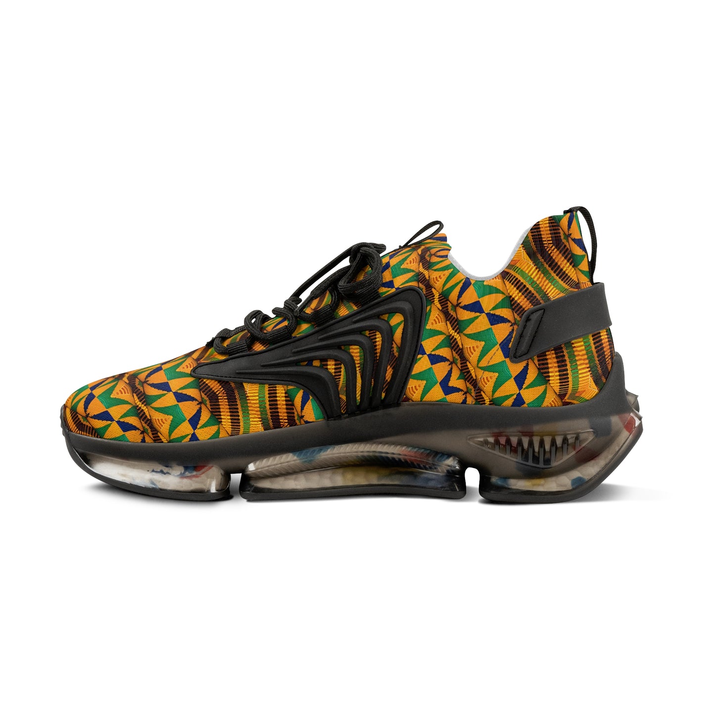 Men's Geometric Tribal Print Mesh Athletic Sneakers