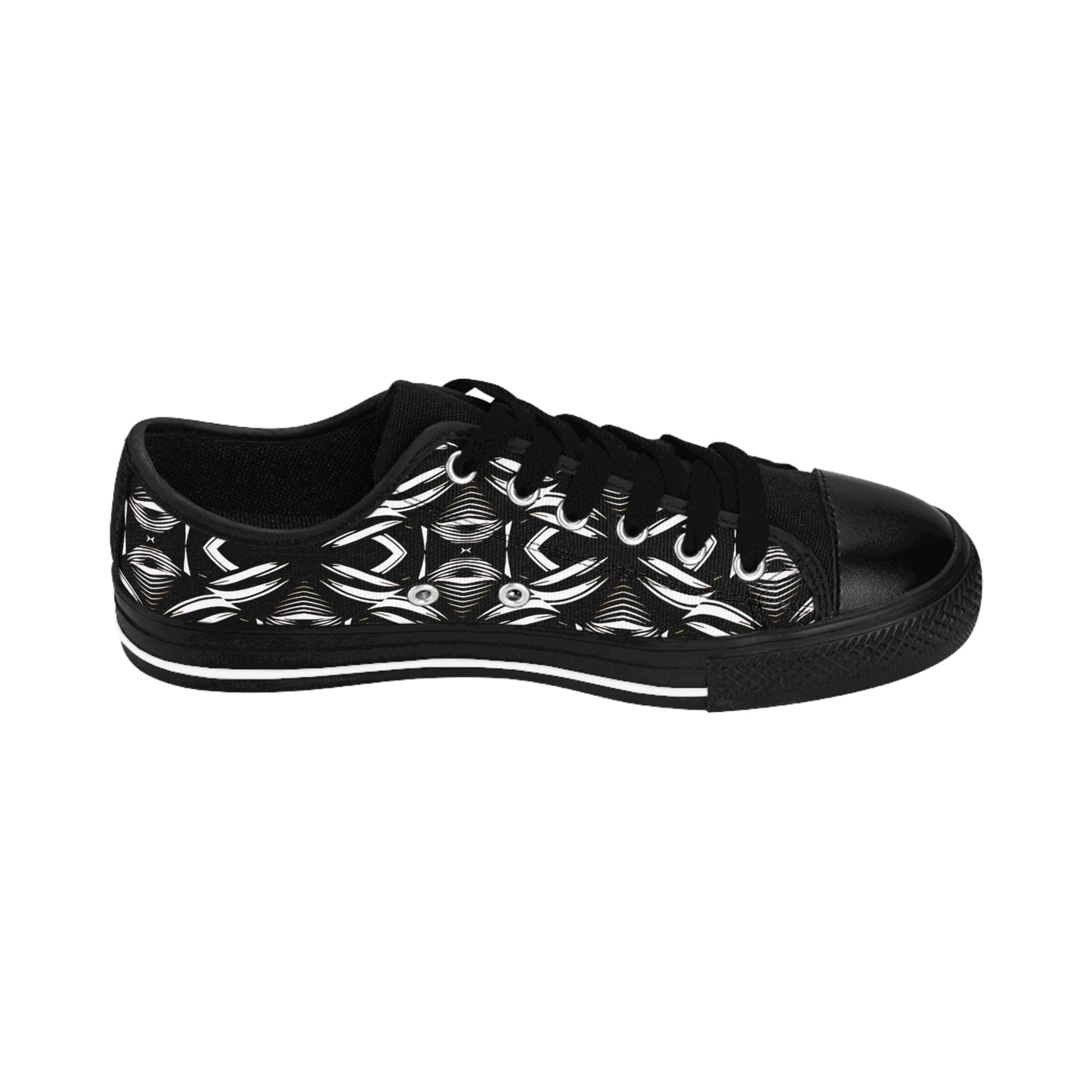 Men's Black Geometric Pattern  Low-Tops Sneakers