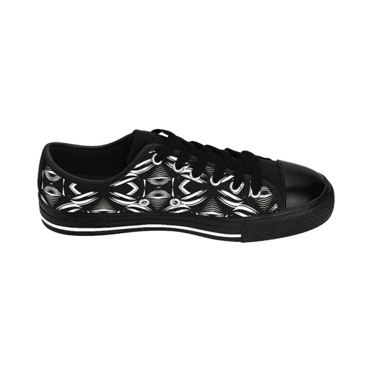 Men's Black Geometric Pattern Low-Tops Sneakers