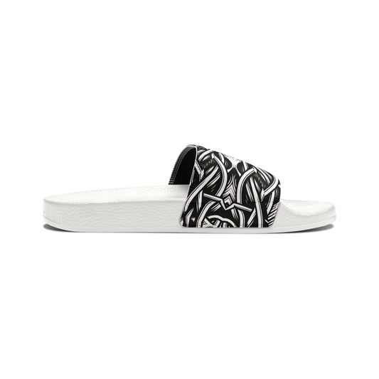 Men's White Chain Link Slide for Casual, Beach & Pool Removable-Strap Sandals