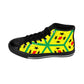 Men's Yellow Geometric Vibrant Star & Diamond Pattern High Top Sneakers