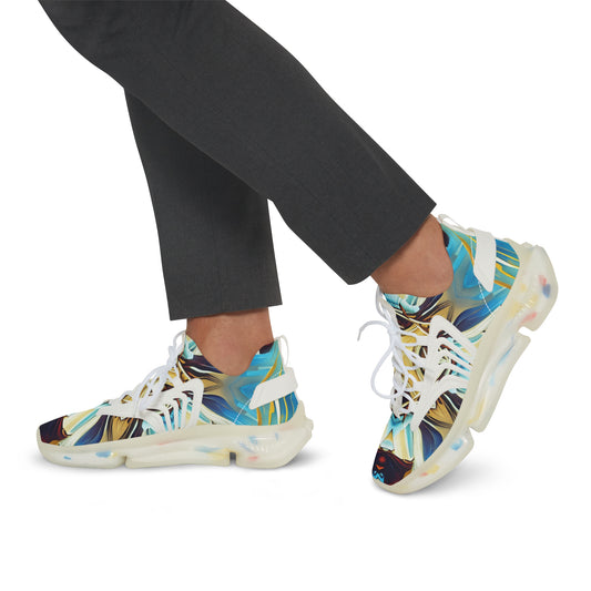 Men's Abstract Ocean Wave All Over Print Mesh Athletic Sneakers