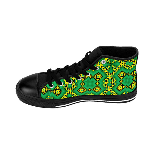 Women's Kaleidoscope Green & Yellow High-Top Sneakers