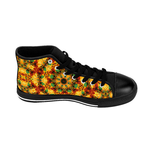 Men's Autumn Kaleidoscope Floral Pattern High-Top Sneakers