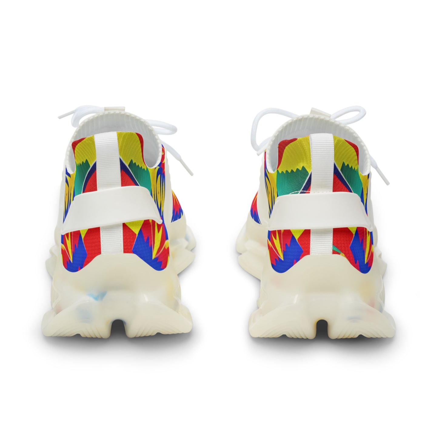 Men's Bold Rainbow Kente-Inspired Geometric Pattern All Over Print Mesh Sneakers