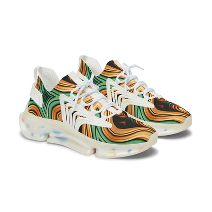 Women’s Green Swirl Pattern Athletic Mesh Sneakers