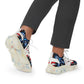 Men's Bold Red, White & Blue Geometric Pattern All Over Print Mesh Sneakers