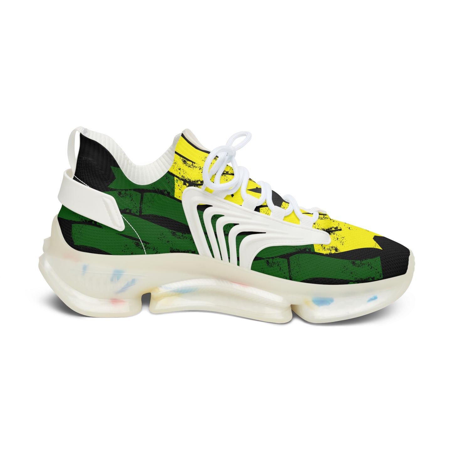Women's Red Yellow Green Black Stars Athletic Mesh Sneakers